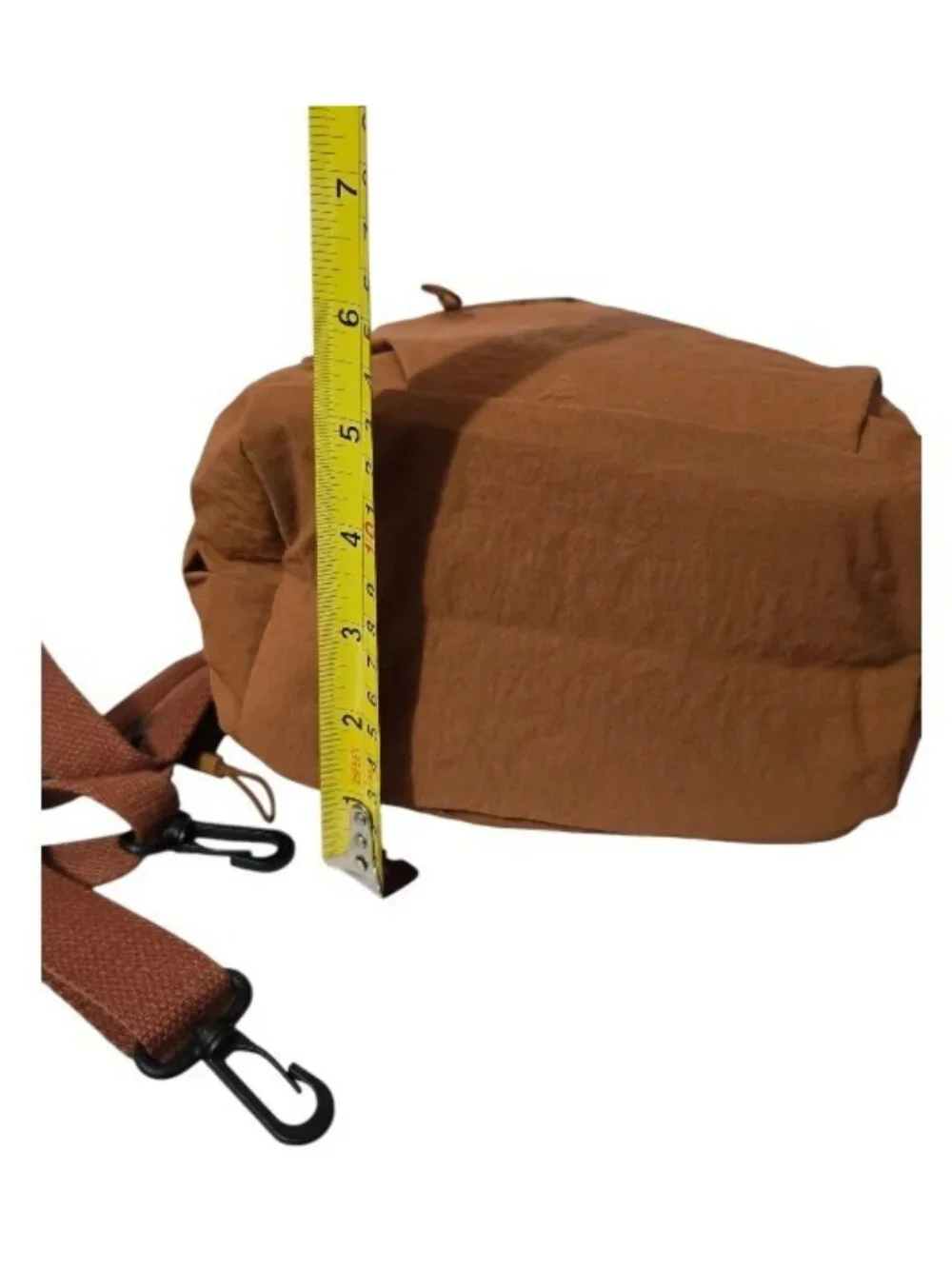 Nylon Convertible Backpack Sling Bag Casual Brown Mini Travel Daypack Adjustable